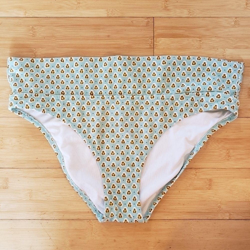 Victoria's Secret Bikini Bottom Women's Medium M Teal Floral Sexy High Waist EUC